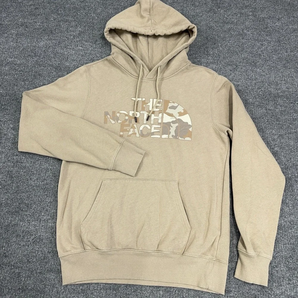 The North Face Hoodie‎ Men Small Khaki Tan Desert Camo Box Logo Fleece